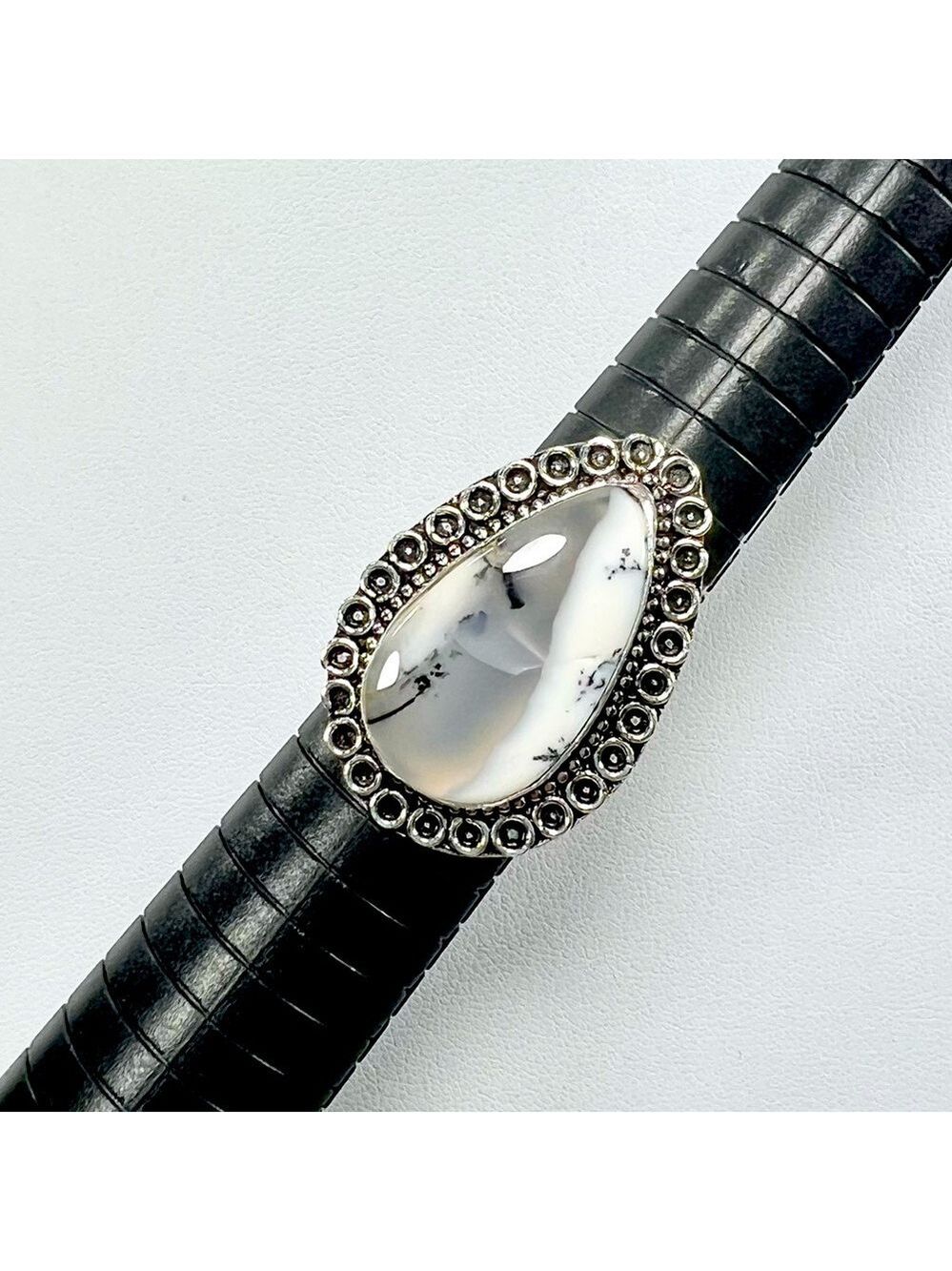 Dendrite Opal 925 Gemstone Ring size 9.25
